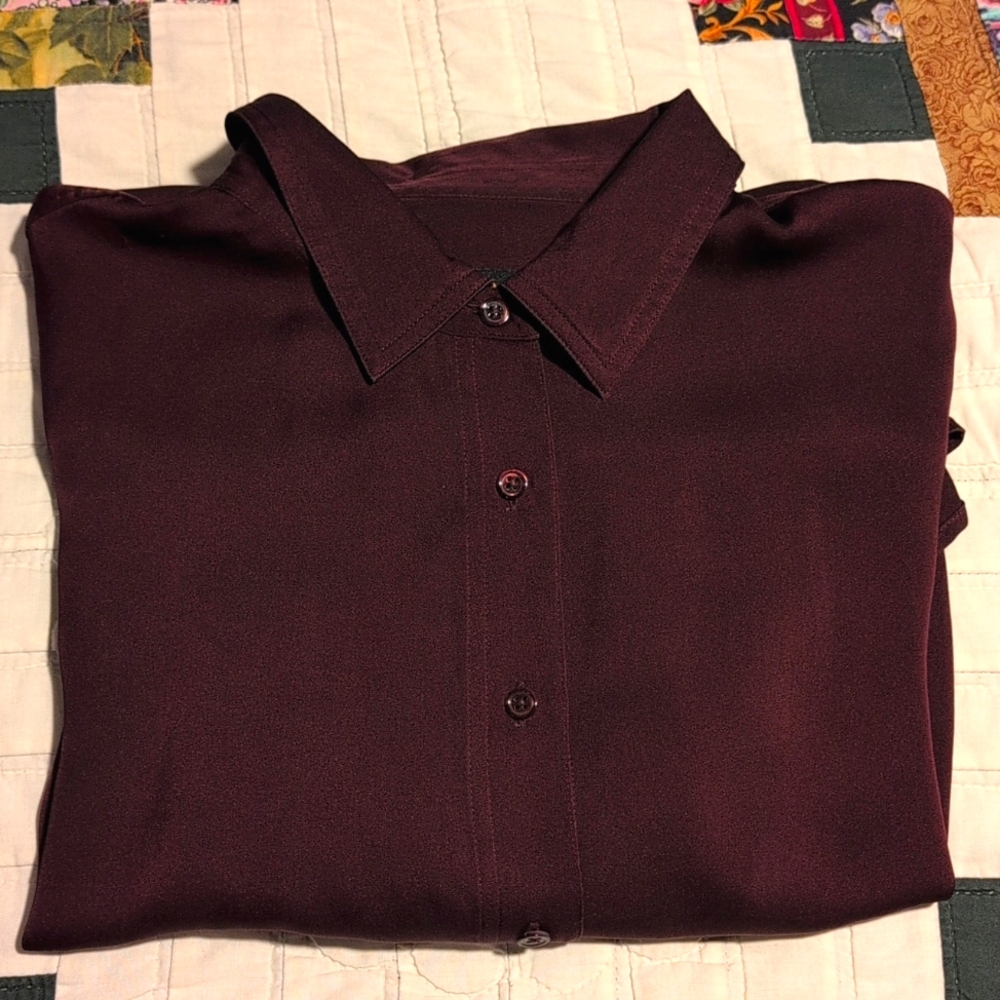 Quince Washable Stretch Silk Blouse in L